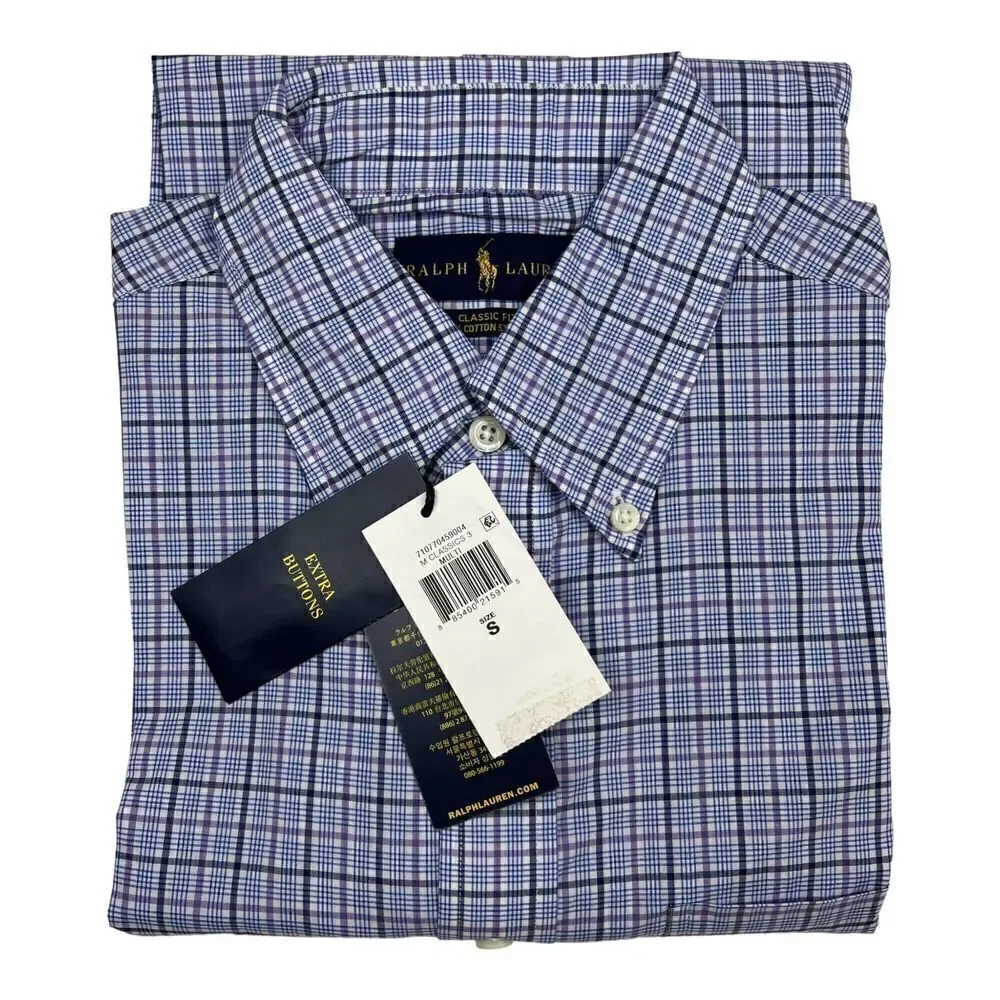 New Ralph Lauren US M Men Blue Shirt Cotton Long Sleeve Button Down Classic Fit - Picture 4 of 11